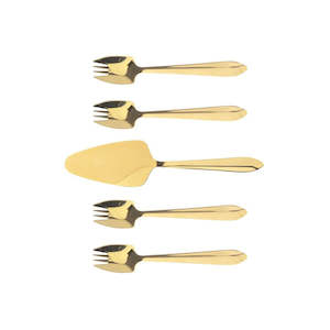 Splayd Gold Mirror Cake Server & Splayd Set - 5 Piece