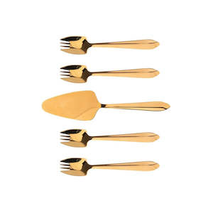 Splayd Rose Gold Mirror Cake Server & Splayd Set - 5 Piece