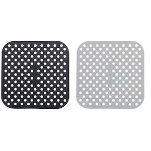 Cuisena Air Fryer Silicone Square Mat - Set of 2 - 18.5cm - Black & Grey