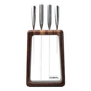 GLOBAL Hashira 5pc Knife Block Set - Walnut