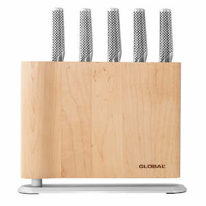 Global Uku 6 Piece Knife Block Set - Maple