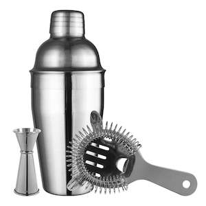 Avanti Essentials Cocktail Set - Comprises 550ml Cocktail Shaker - Strainer - 15/30ml Jigger