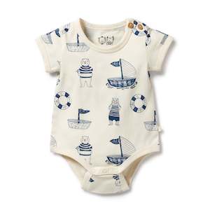 Wilson + Frenchy Nautical Bear Organic Bodysuit - Cotton Jersey