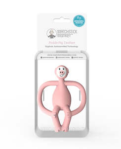 Matchstick Monkey Animal Teether - Pig Anti Microbial