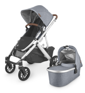 UPPAbaby Vista V2 Stroller - Blue Melange + Silver Frame (Gregory)