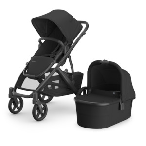 UPPAbaby Vista V3 Stroller with Bassinet - Jake ( Black + Carbon Frame + Black Leather)