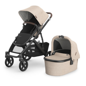 UPPAbaby Vista V3 Stroller with Bassinet - Liam (Oat Melange + Carbon Frame + Ch…