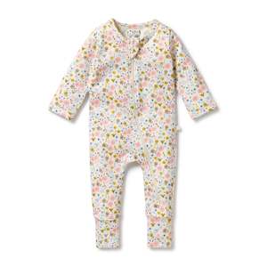 Wilson + Frenchy Ava Floral Organic Zipsuit with Feet  - Cotton Jersey