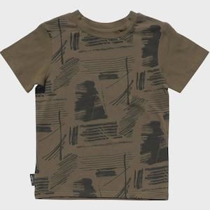 Clothing Summer 24: Tiny Tribe Abstract Tee Deep Olive