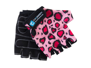 Kids Bike Gloves Pink Leopard