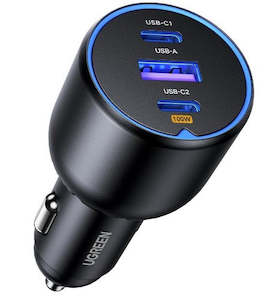 UGREEN 130W 3 Ports Car Charger (USB A, C)