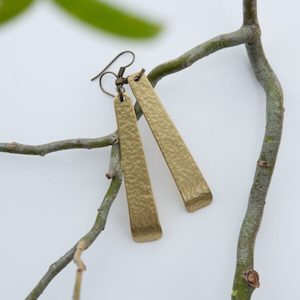 Products: Earrings, Hammered Brass, Curved Teardrop