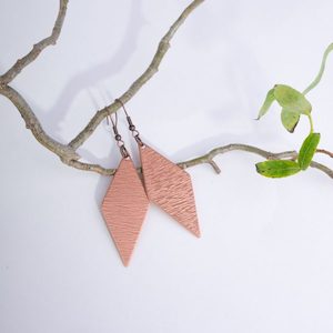 Earrings, Ripped Copper, Diamond