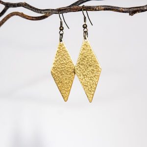 Products: Earrings, Hammered Brass, Diamond