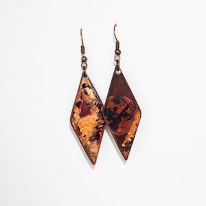 Earrings, Natural Copper, Diamond