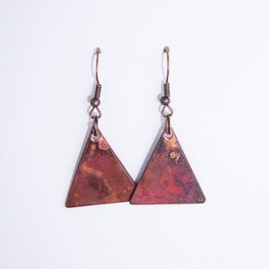 Earrings, Natural Copper, Triangle