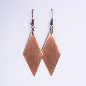 Earrings, Brushed Copper, Diamond