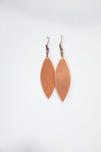 Earrings, Brushed Copper, Leaf