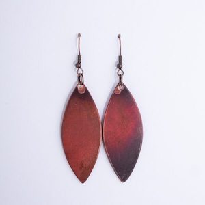 Earrings, Natural Copper, Leaf