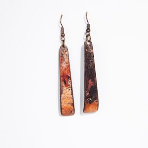 Earrings, Natural Copper, Curved Teardrop