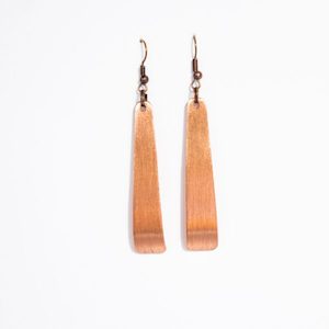 Earrings, Brushed Copper, Curved Teardrop