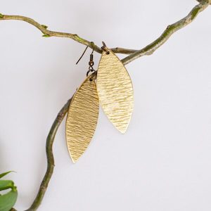 Earrings, Ripped Brass, Leaf