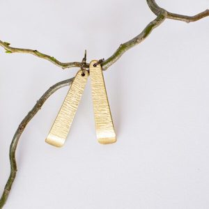 Earrings, Ripped Brass, Curved Teardrop