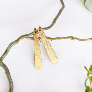 Earrings, Ripped Brass, Flat Teardrop