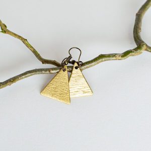 Earrings, Ripped Brass, Triangle