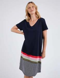 Elm Terra Tee Dress Navy & White Stripe