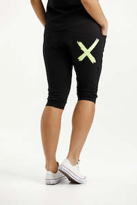 Home-lee 3/4 Apartment Pants - Black with Lime X