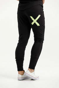 Home-lee Apartment Pants - Black with Lime X