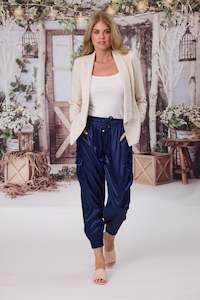 Jet Blonde Satin Cargo Pant Midnight Blue