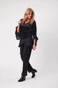 Jet Blonde Velvet Tunic Black with Pewter Stud