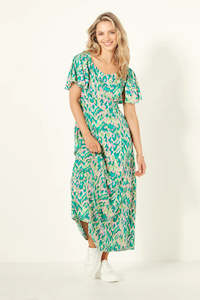 Lemon tree Design Sylvia Dress Teal Print