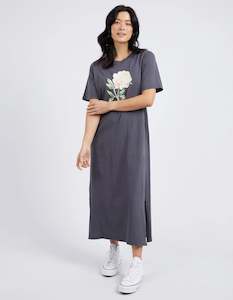 Elm Floweret Tee Dress Washed Black