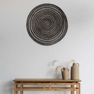 Rattan Wall Art Blackwash 80cm