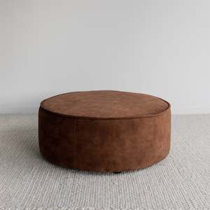 Round Velvet Floor Pouff Ottoman (Cinnamon)