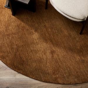 Round Pecan Wool Floor Rug