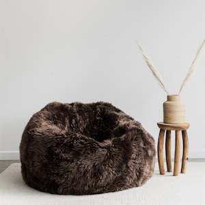 NZ Wool Sheepskin Bean Bag Chair (Dark Brown)