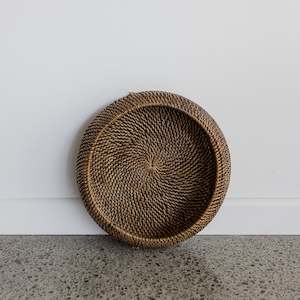 Vintage Brown Rattan Fruit Bowl