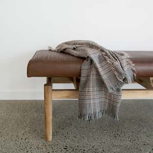 Dark Brown Leather Bench (L)