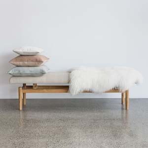 Cream Boucle Upholstered Bench