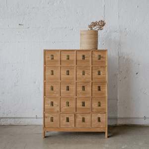 Recycled Teak 20 Drawer Cabinet (Natural)