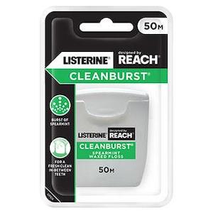 Listerine Reach Cleanburst Spearmint Waxed Floss 50 M