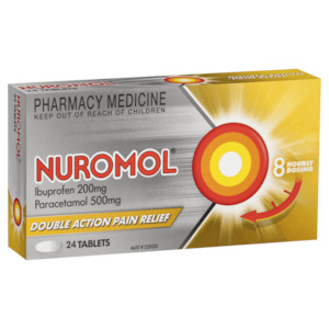 Nuromol Ibuprofen 200 mg & Paracetamol 500 mg Double Action Pain Relief 24 Tablets