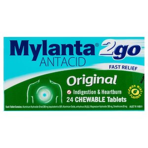 Mylanta Antacid 2 Go Fast Relief Original 24 Chewable Tablets