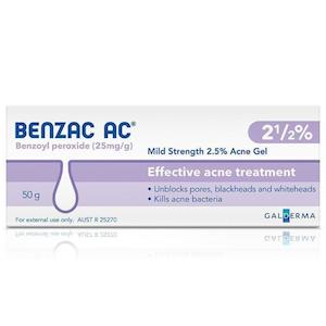 Benzac AC Water Based Acne Gel 2.5% 50g