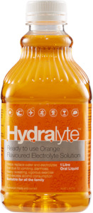 Hydralyte Ready To Use Orange Flavoured Electrolyte Solution 1 Litre Oral Liquid