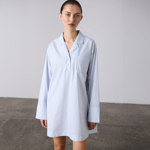 Laing Home / Ophelia Nightshirt / Pale Blue + White Stripe